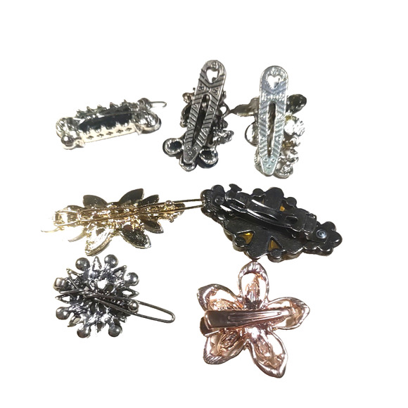 Hair Clip Barrettes Lot Of 7 Assorted Colors Metal Rhinestone Small - Picture 8 of 8